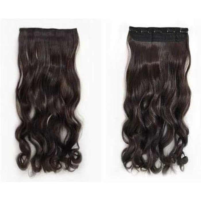 DILLARDS Hair Extension Dark Brown Fiber Wavy Wig With Pins For Easy Installation And Installation - Image 1